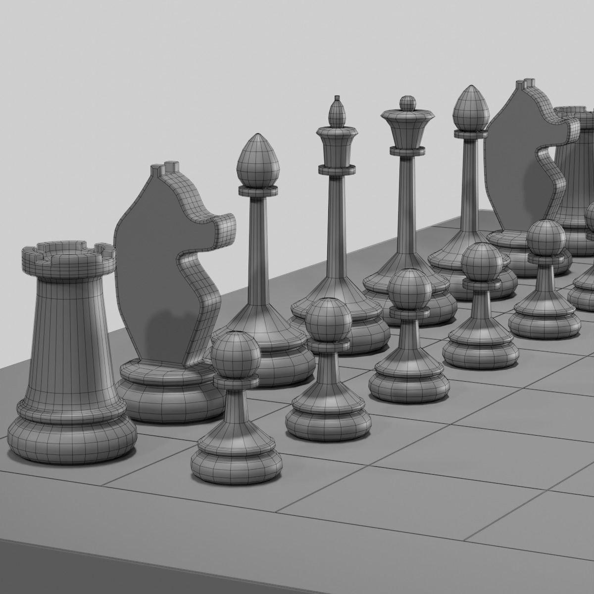 Chessboard chess set Low-poly 3D model_5