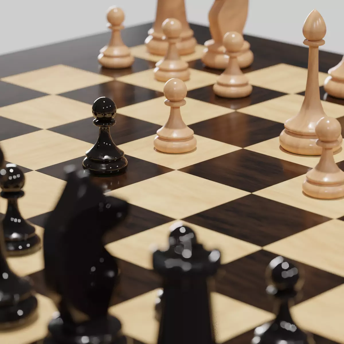 Chessboard chess set Low-poly 3D model_0