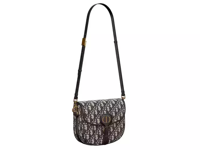 Dior Bobby Bag Medium Blue Logo Fabric Oblique Jacquard Low-poly 3D model