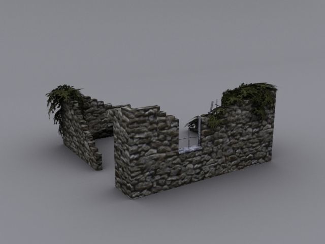 Derelict buildings Low-poly 3D model_8