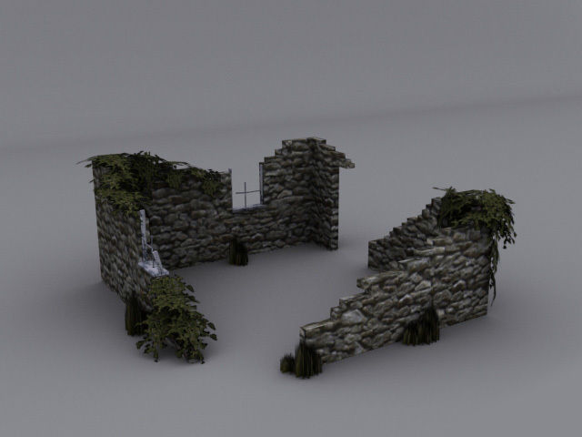 Derelict buildings Low-poly 3D model_9