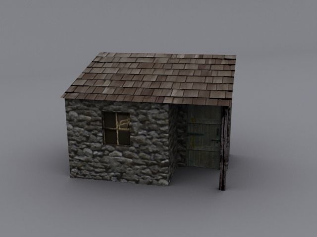 Derelict buildings Low-poly 3D model_1