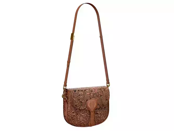 Dior Bobby Bag Medium Brown Hand-Embossed Low-poly 3D model