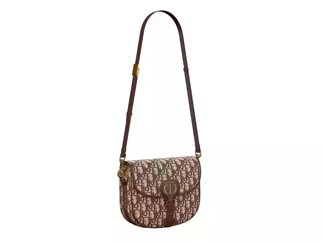 Dior Bobby Bag Medium Brown Logo Fabric Oblique Jacquard Low-poly 3D model