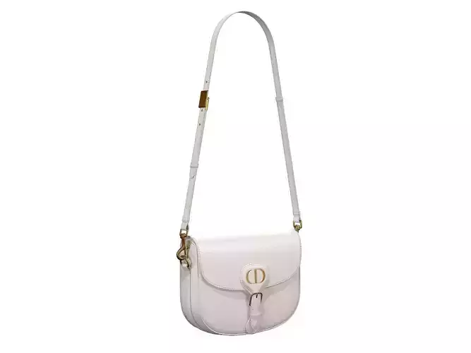 Dior Bobby Bag Medium White Leather Low-poly 3D model