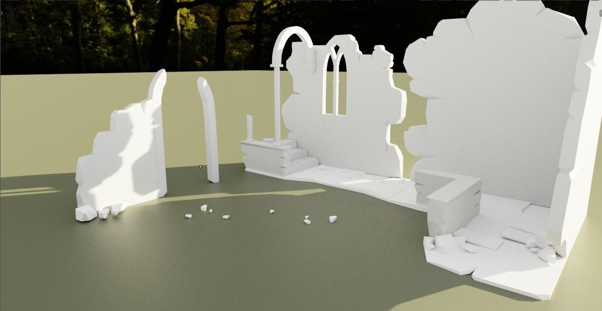 House Ruin 3D model Low-poly 3D model_2