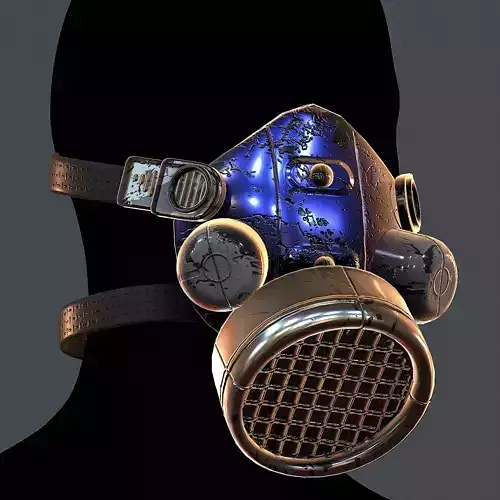 Gas mask helmet 3d model scifi Low-poly 