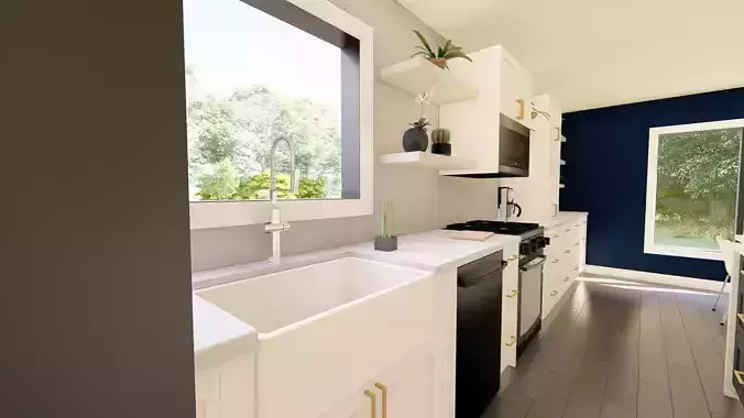 Stove person tiny house kitchen Free 3D model