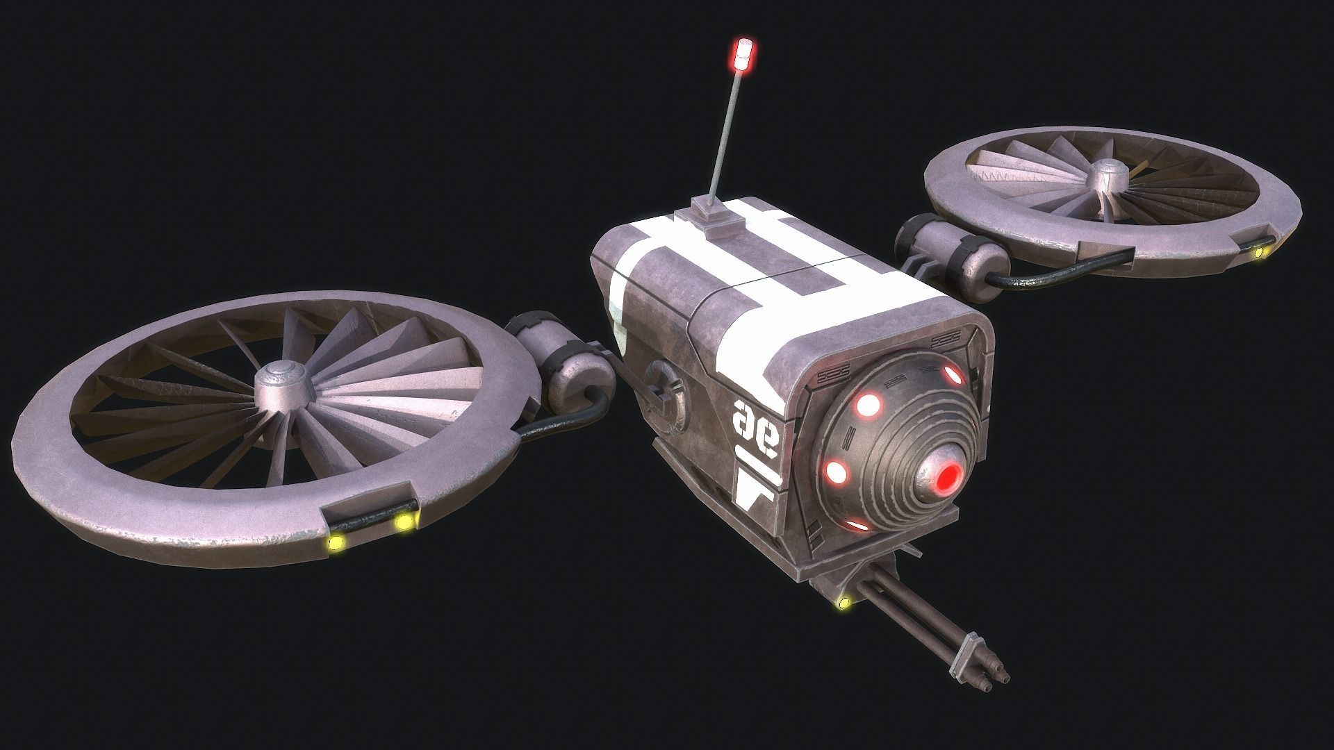 BattleDrone sci-fi drone Low-poly 3D model_1