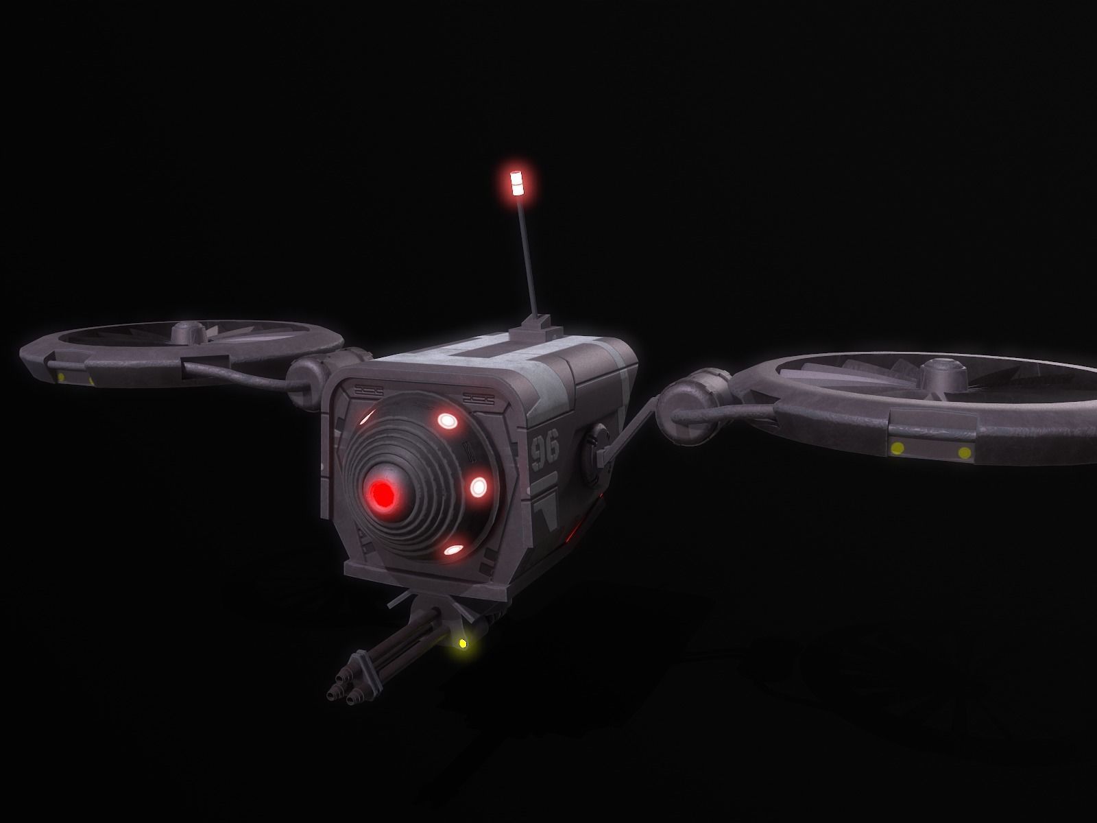 BattleDrone sci-fi drone Low-poly 3D model_8