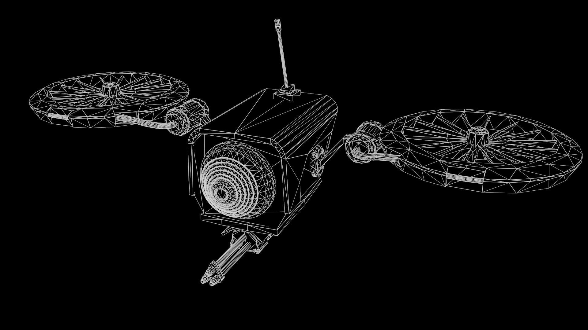 BattleDrone sci-fi drone Low-poly 3D model_5