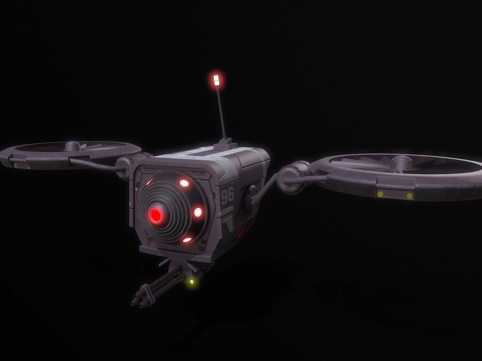 BattleDrone sci-fi drone Low-poly 3D model_9