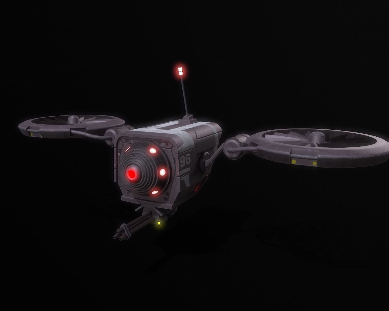 BattleDrone sci-fi drone Low-poly 3D model_7