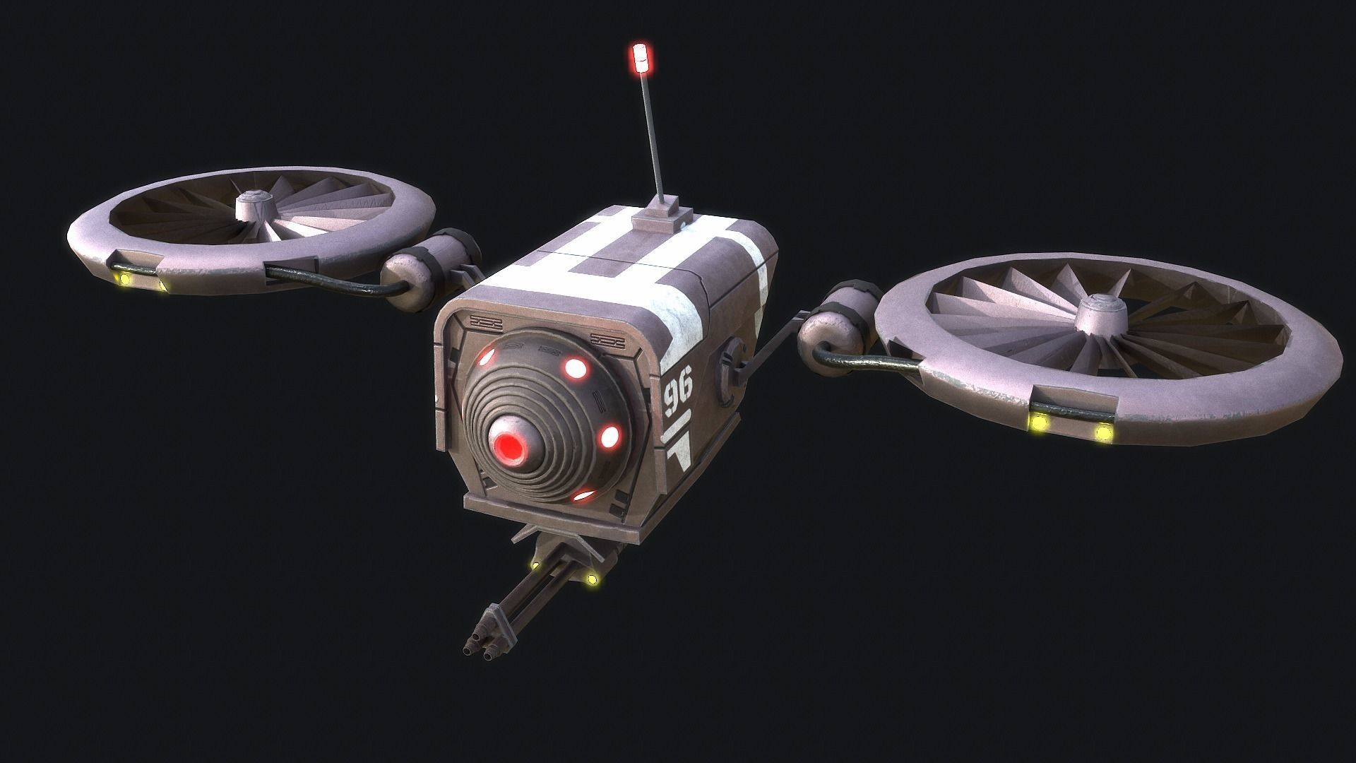 BattleDrone sci-fi drone Low-poly 3D model_3