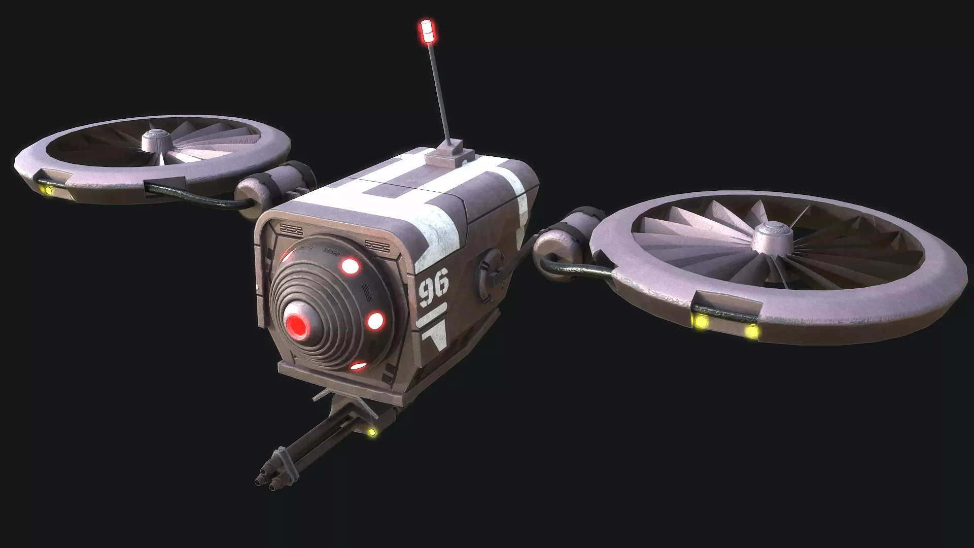 BattleDrone sci-fi drone Low-poly 3D model_0