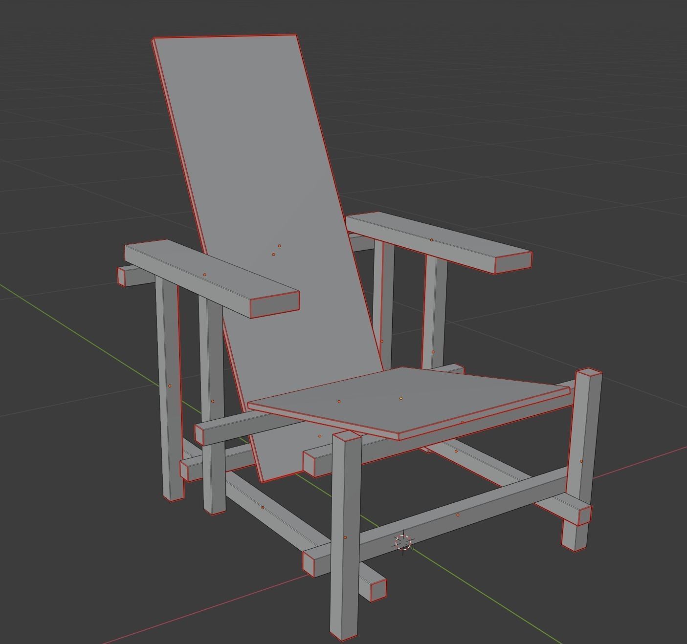 Rietveld- Red and blue chair 3D model_4