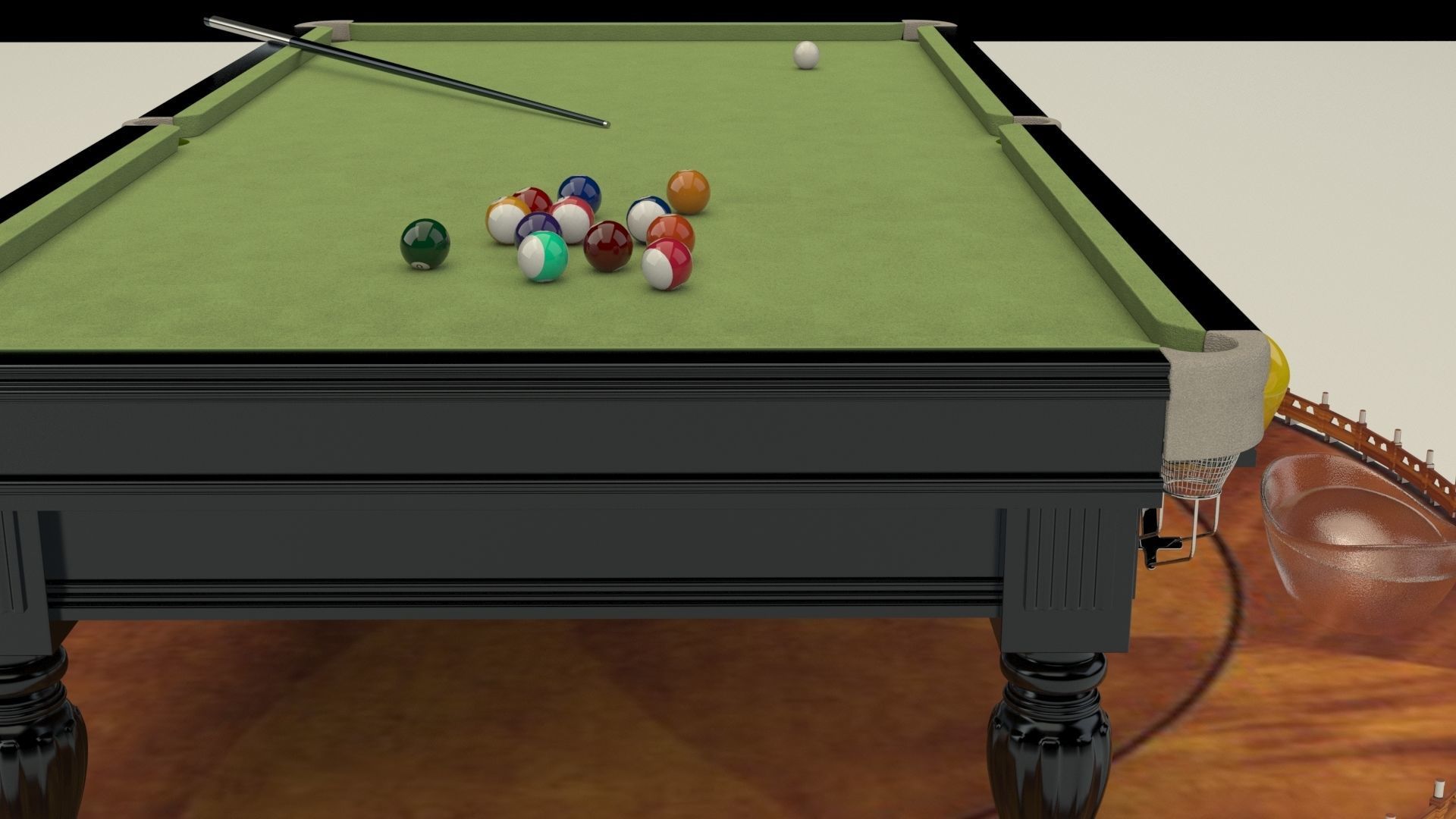 Chinese gold ingot with pool table 3D model_3