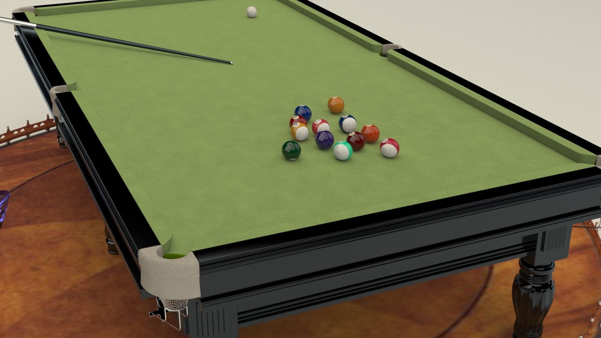 Chinese gold ingot with pool table 3D model_1