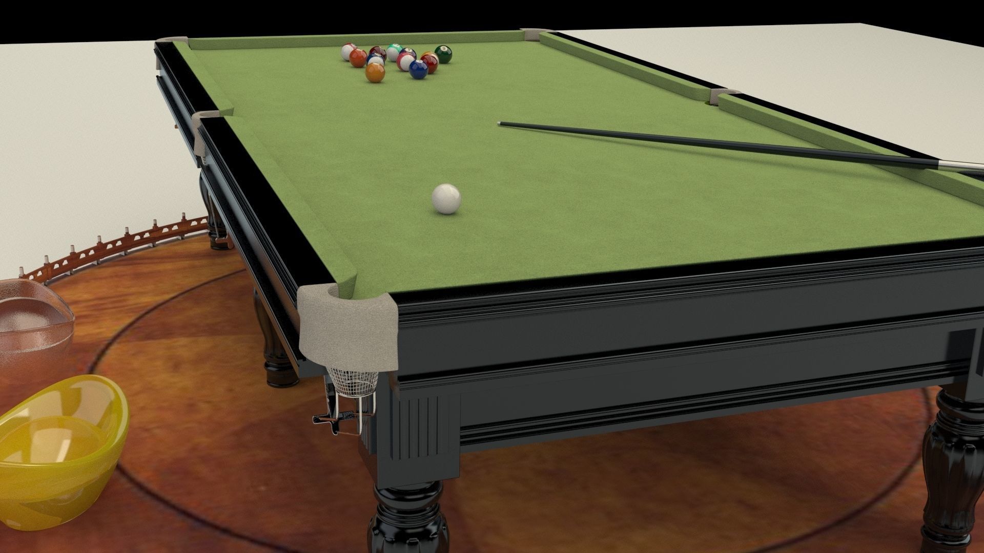Chinese gold ingot with pool table 3D model_4