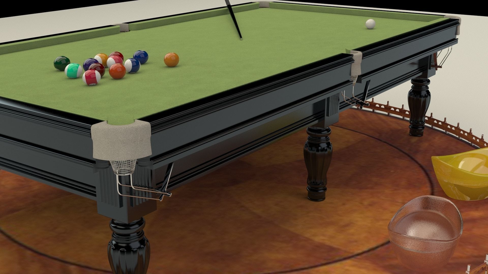 Chinese gold ingot with pool table 3D model_2