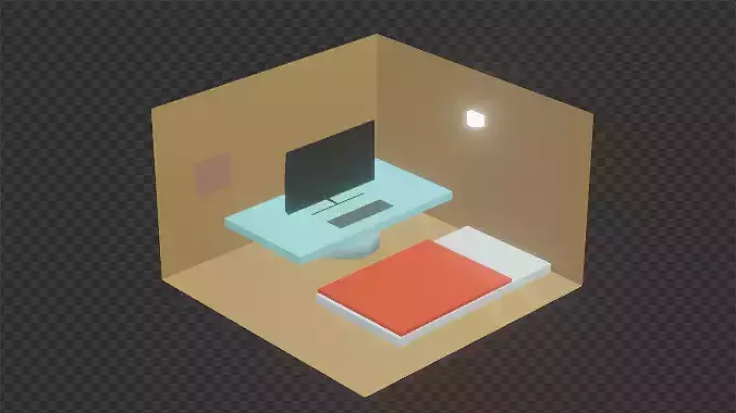 Isometric BedRoom Made in Blender with Cycles