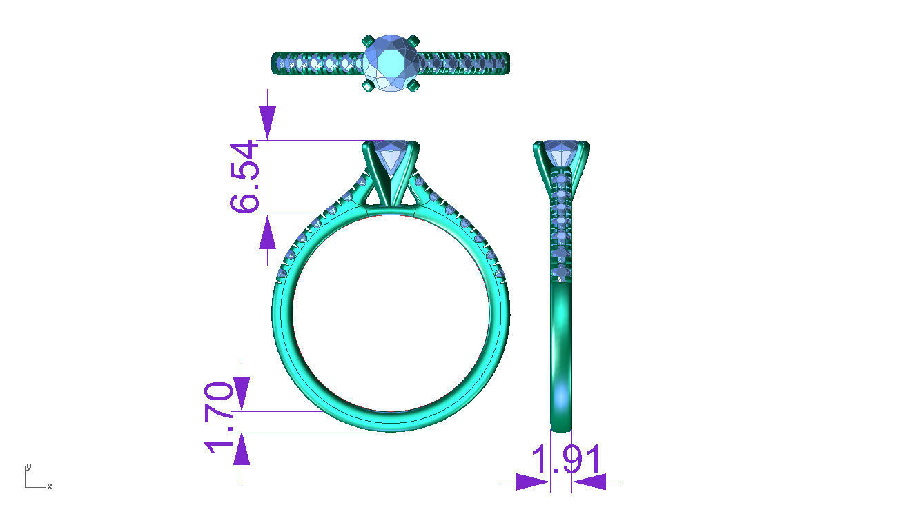 ZDR007 solitaire diamond engagement ring 3D print model_3