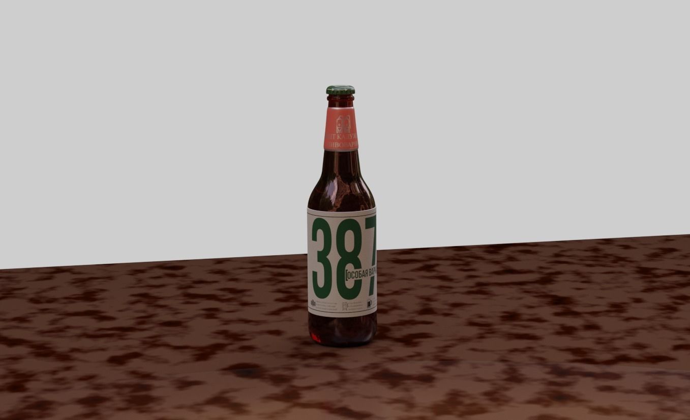 Russian beer bottle 3D model_1