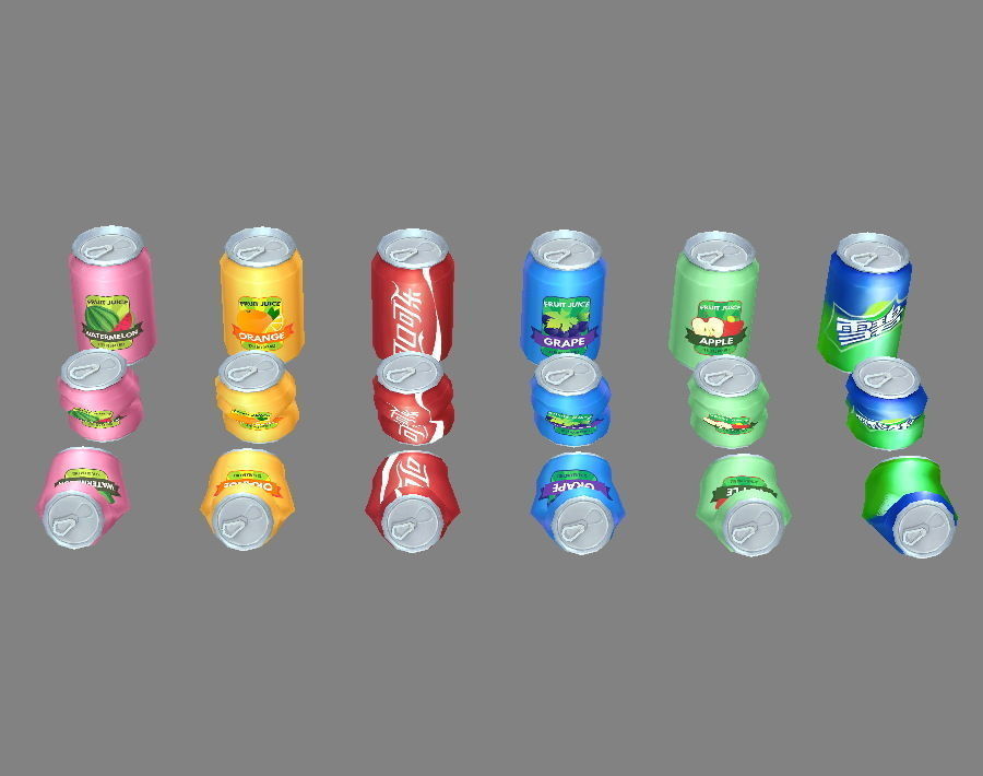 Carbonated drinks - Cans - Coca-Cola - soda - Recyclable wastes Low-poly 3D model_1