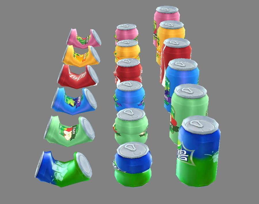 Carbonated drinks - Cans - Coca-Cola - soda - Recyclable wastes Low-poly 3D model_2