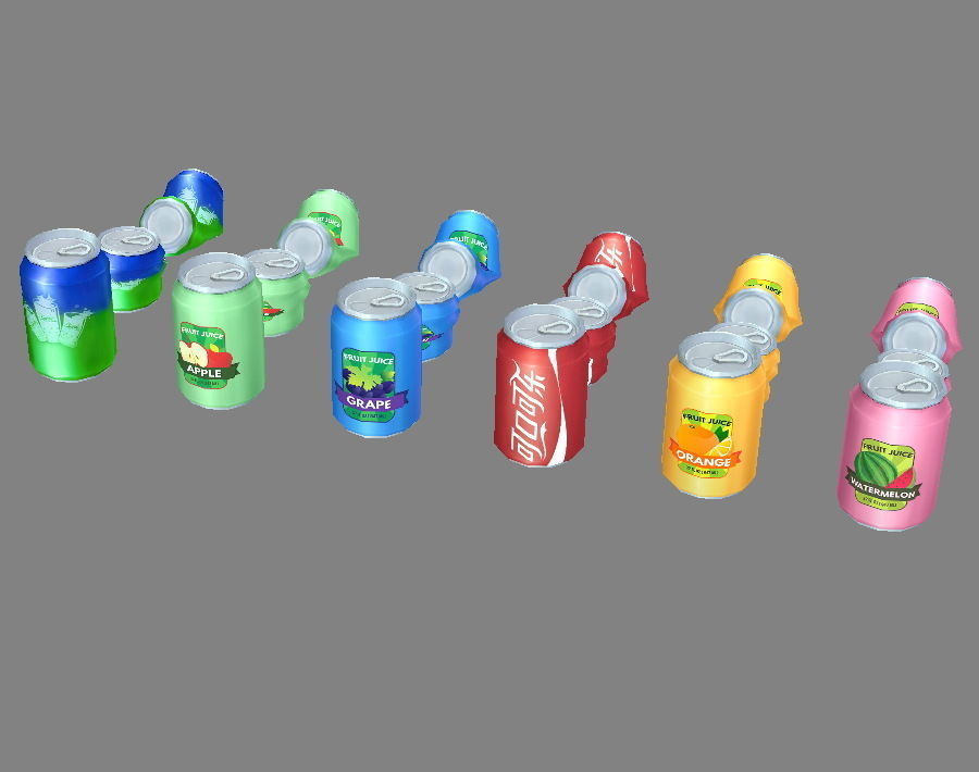 Carbonated drinks - Cans - Coca-Cola - soda - Recyclable wastes Low-poly 3D model_3