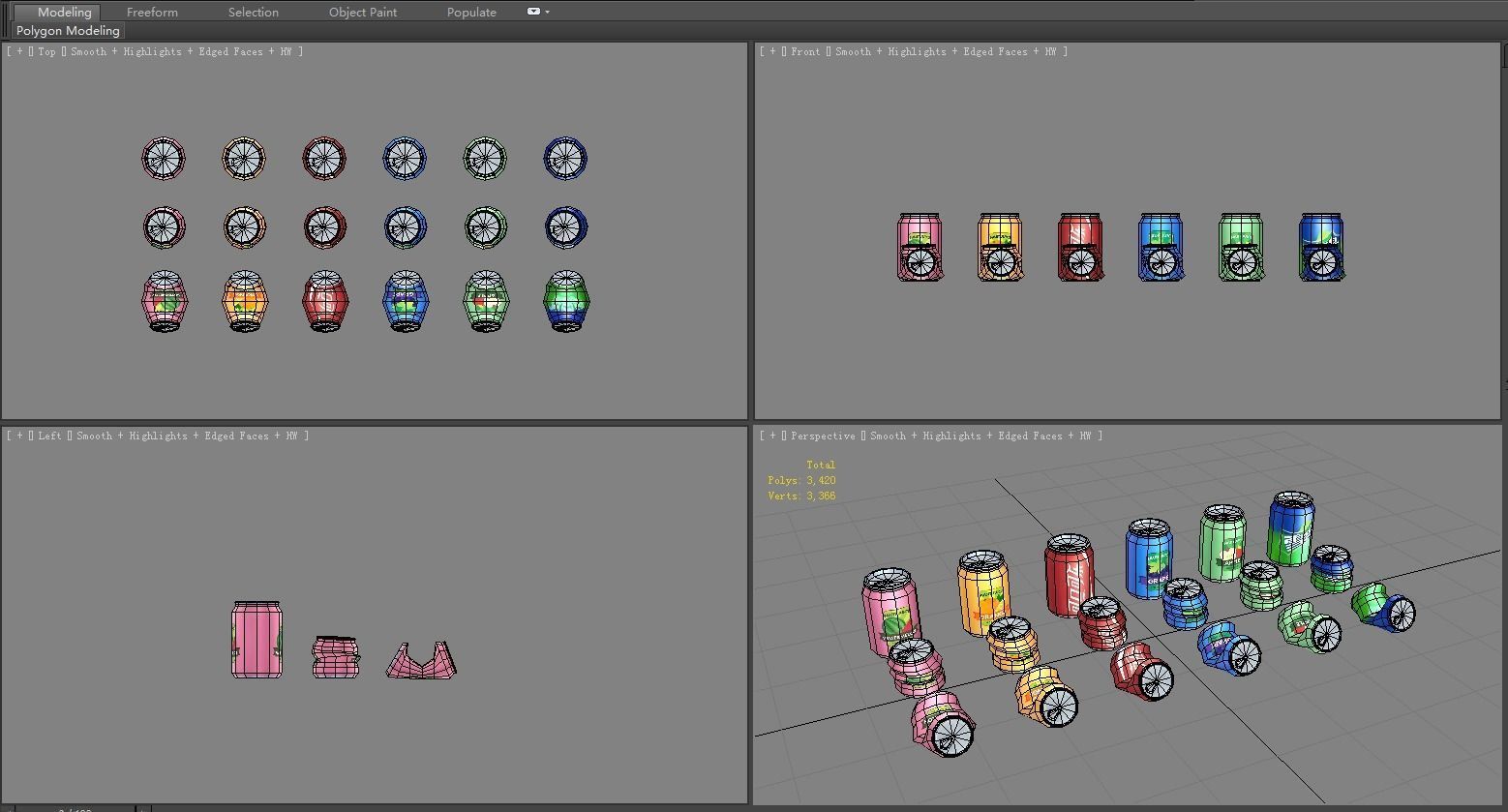 Carbonated drinks - Cans - Coca-Cola - soda - Recyclable wastes Low-poly 3D model_8