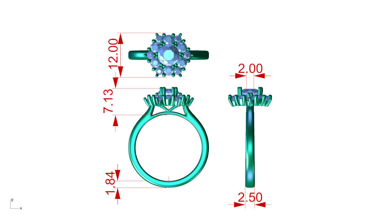 ZDR0011 sapphire and diamond ring 3D print model_5