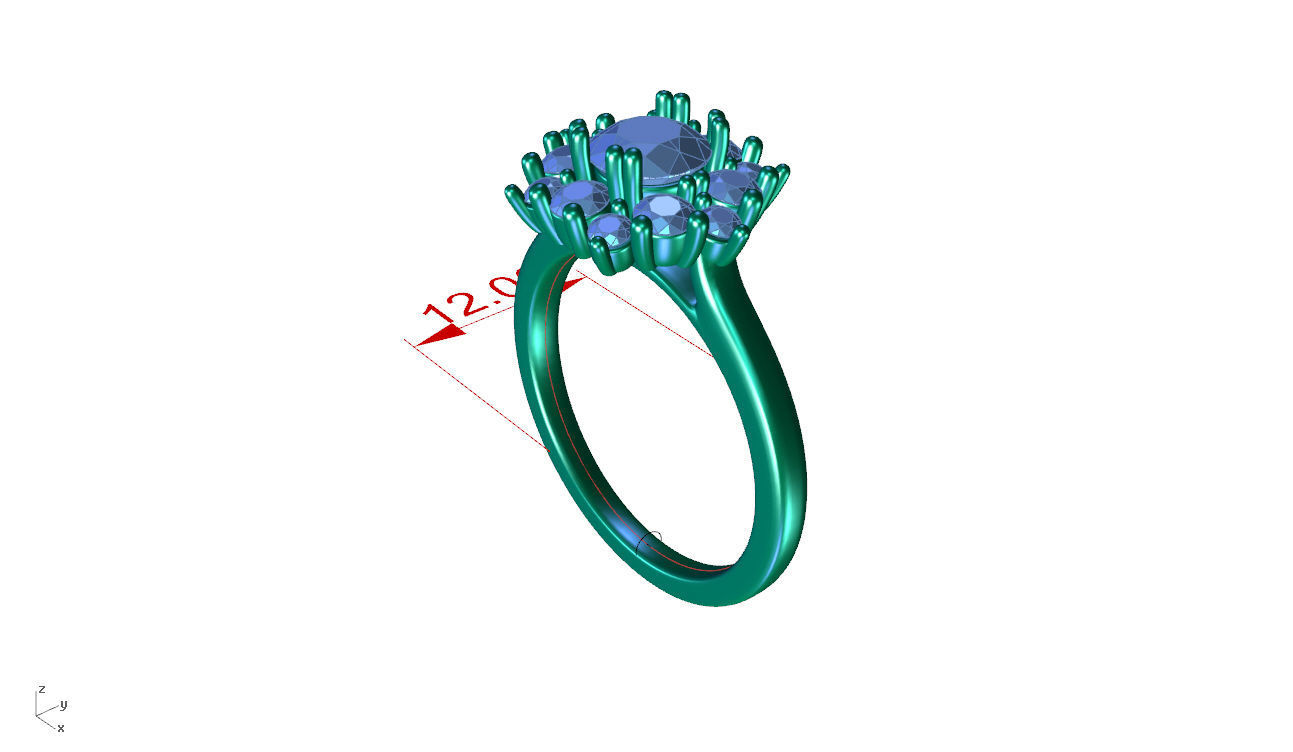 ZDR0011 sapphire and diamond ring 3D print model_4
