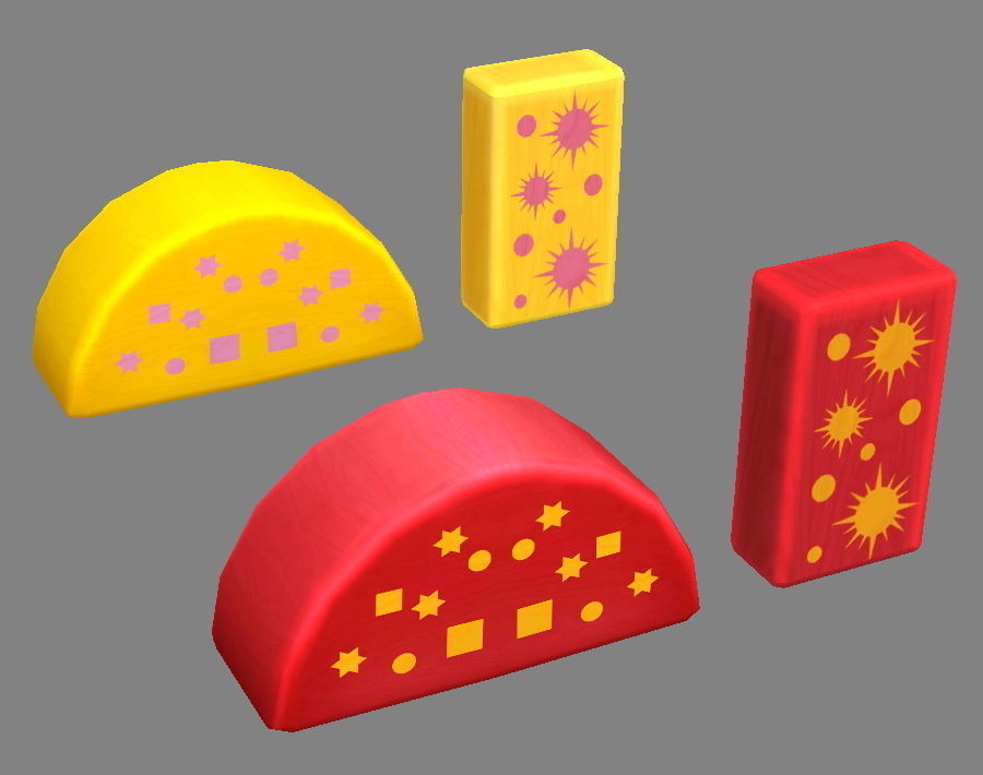 Cartoon toy color building blocks  Low-poly 3D model_4