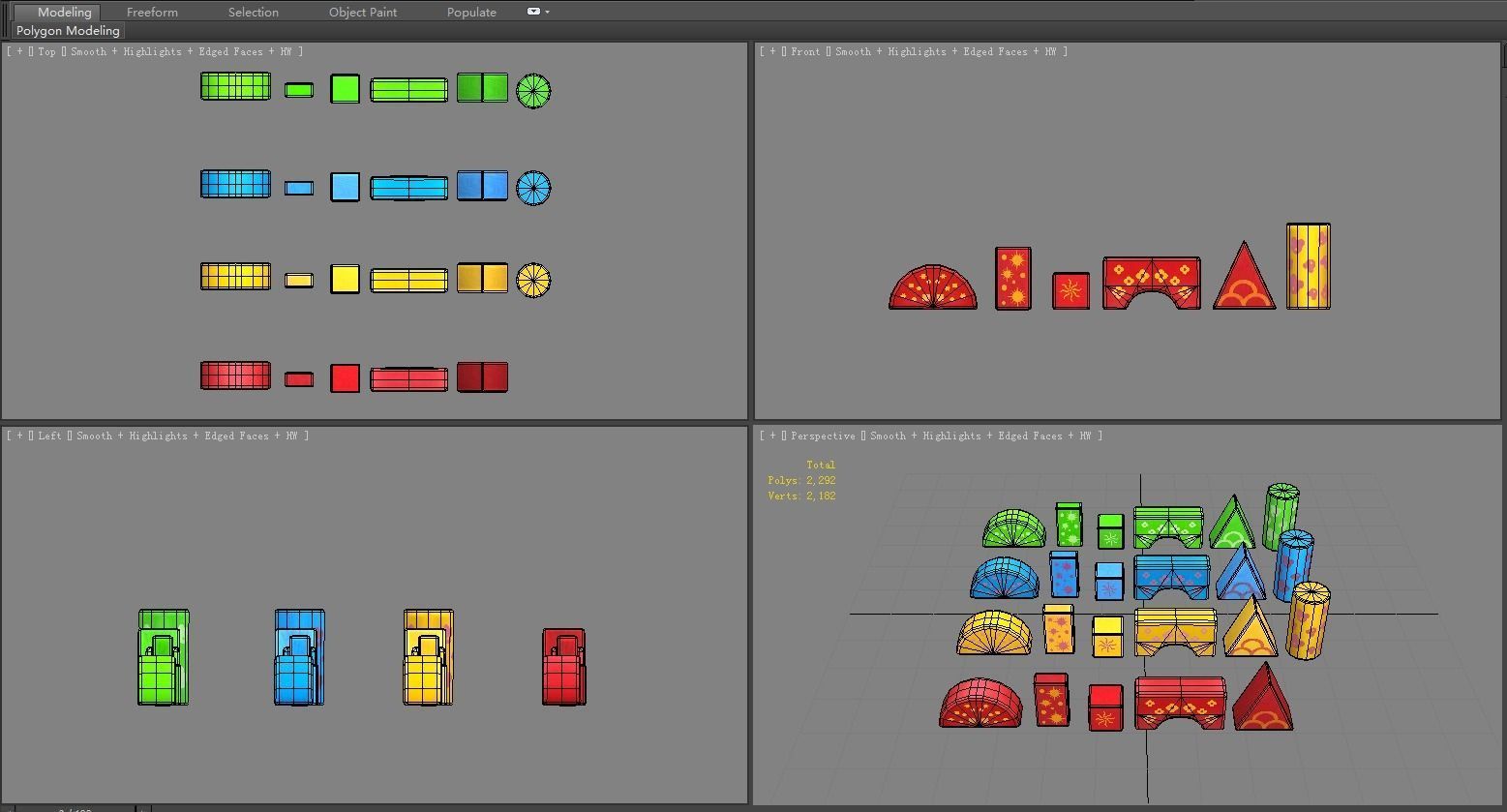 Cartoon toy color building blocks  Low-poly 3D model_6