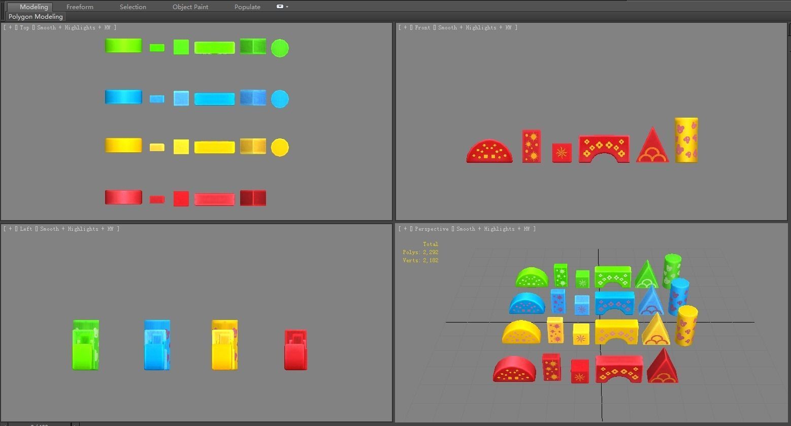 Cartoon toy color building blocks  Low-poly 3D model_5