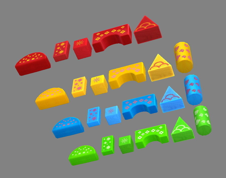 Cartoon toy color building blocks  Low-poly 3D model_3