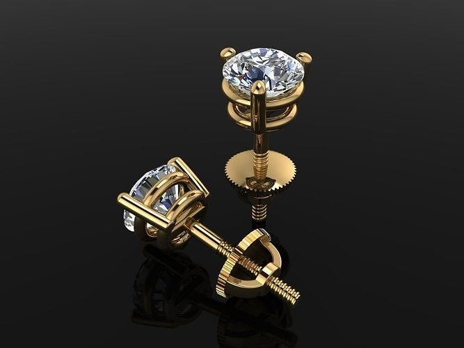 3 Prong Solitaire Earring Stud Basket 4mm50 3D print model