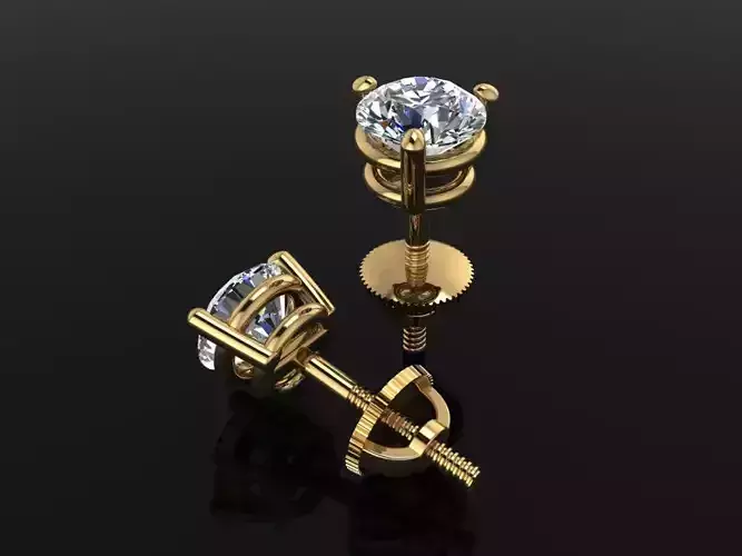 3 Prong Solitaire Earring Stud Basket 4mm50