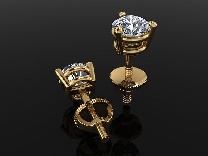 3 Prong Solitaire Earring Stud Basket 4mm 3D print model