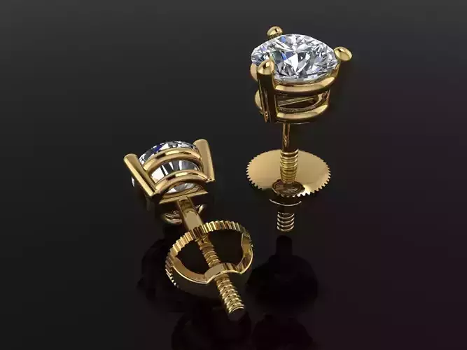 3 Prong Solitaire Earring Stud Basket 4mm