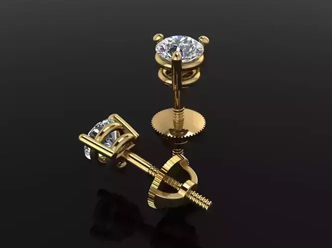 3 Prong Solitaire Earring Stud Basket 3mm50