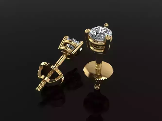 3 Prong Solitaire Earring Stud Basket 3mm