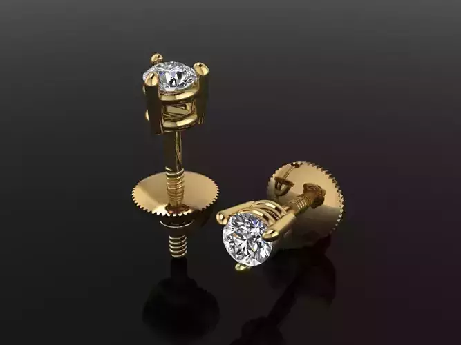 3 Prong Solitaire Earring Stud Basket 2mm50