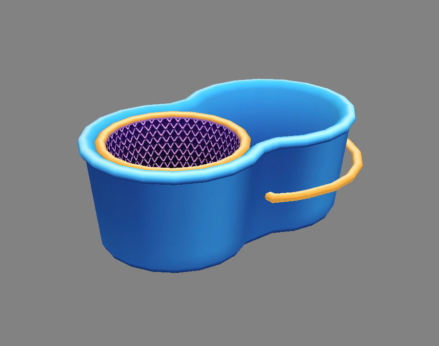 Cartoon mops and bucket Low-poly 3D model_5