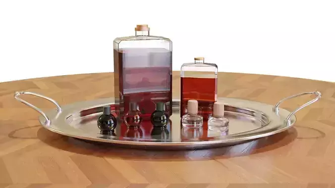 Tray with Liquor Bottles - Interior Decorations - High Quality