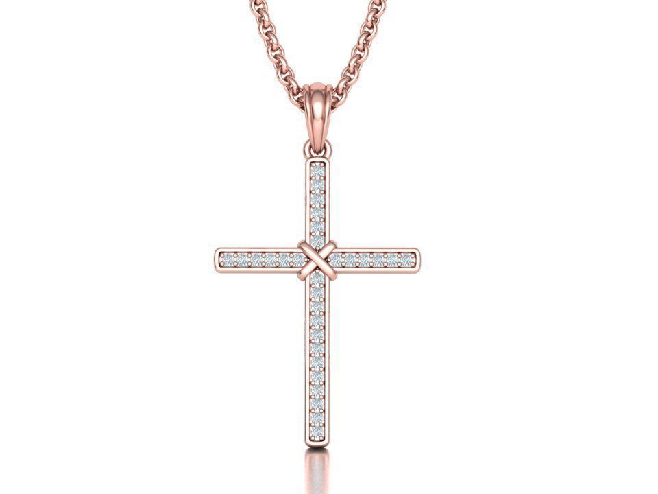 Cross Necklace Diamond Pendant Classic Cross 3dmodel 3D print model_7