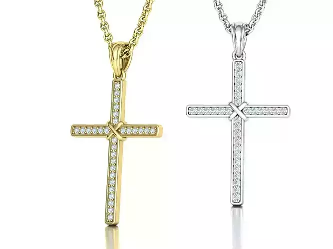 Cross Necklace Diamond Pendant Classic Cross 3dmodel