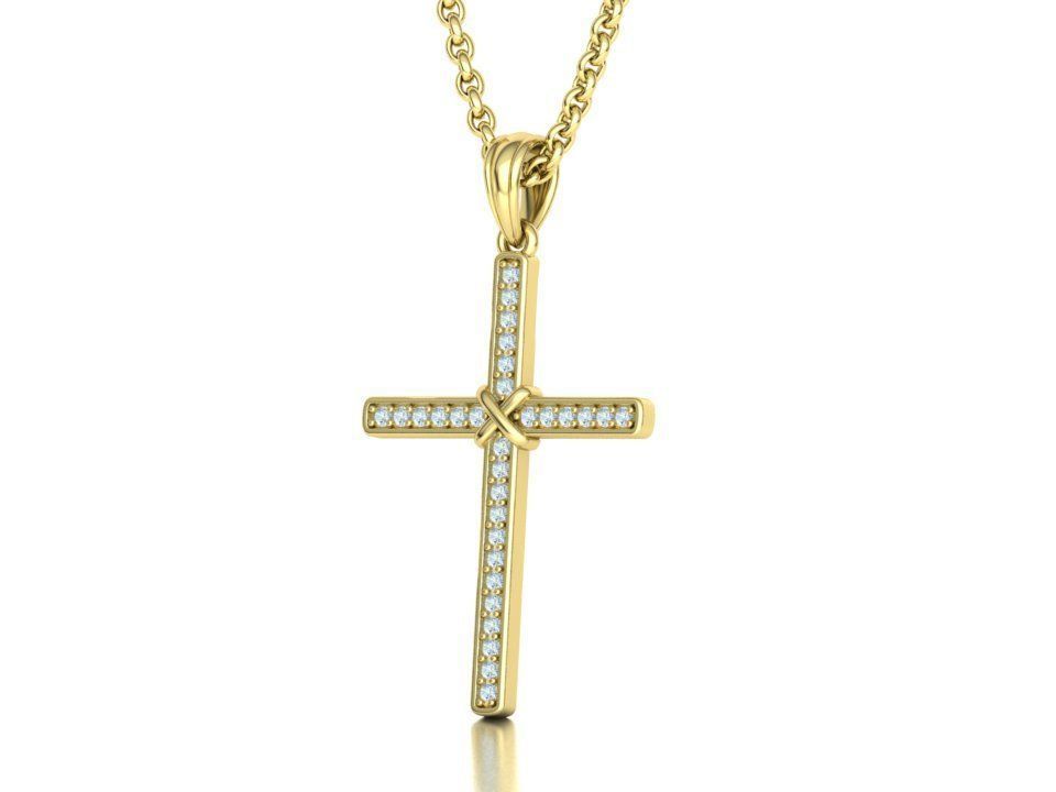 Cross Necklace Diamond Pendant Classic Cross 3dmodel 3D print model_8