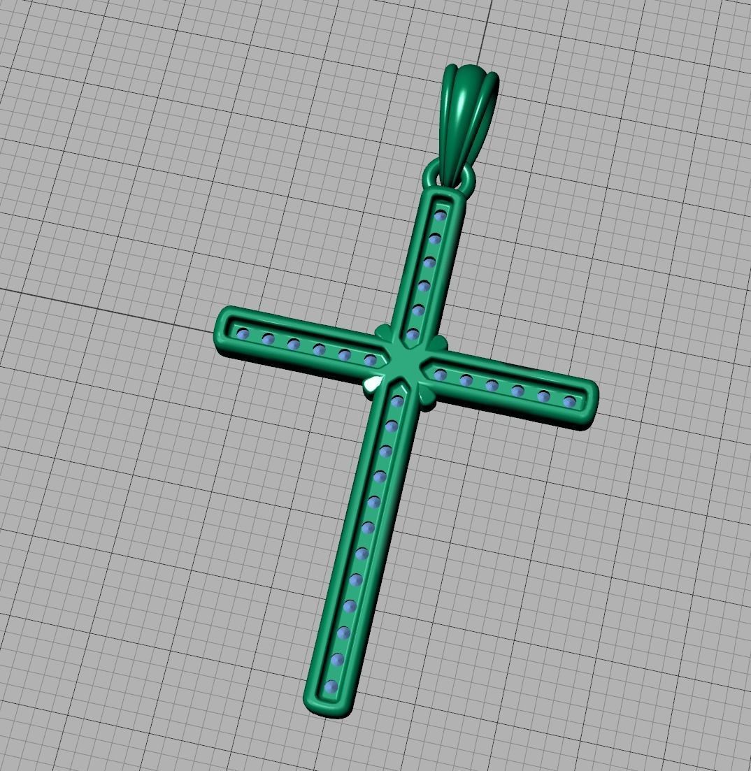 Cross Necklace Diamond Pendant Classic Cross 3dmodel 3D print model_16